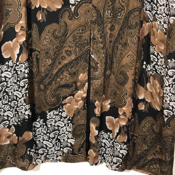 Floral Paisley Maxi Skirt Neutral in Black and Brown Size 12 Vintage Retro 90s - Picture 9 of 10